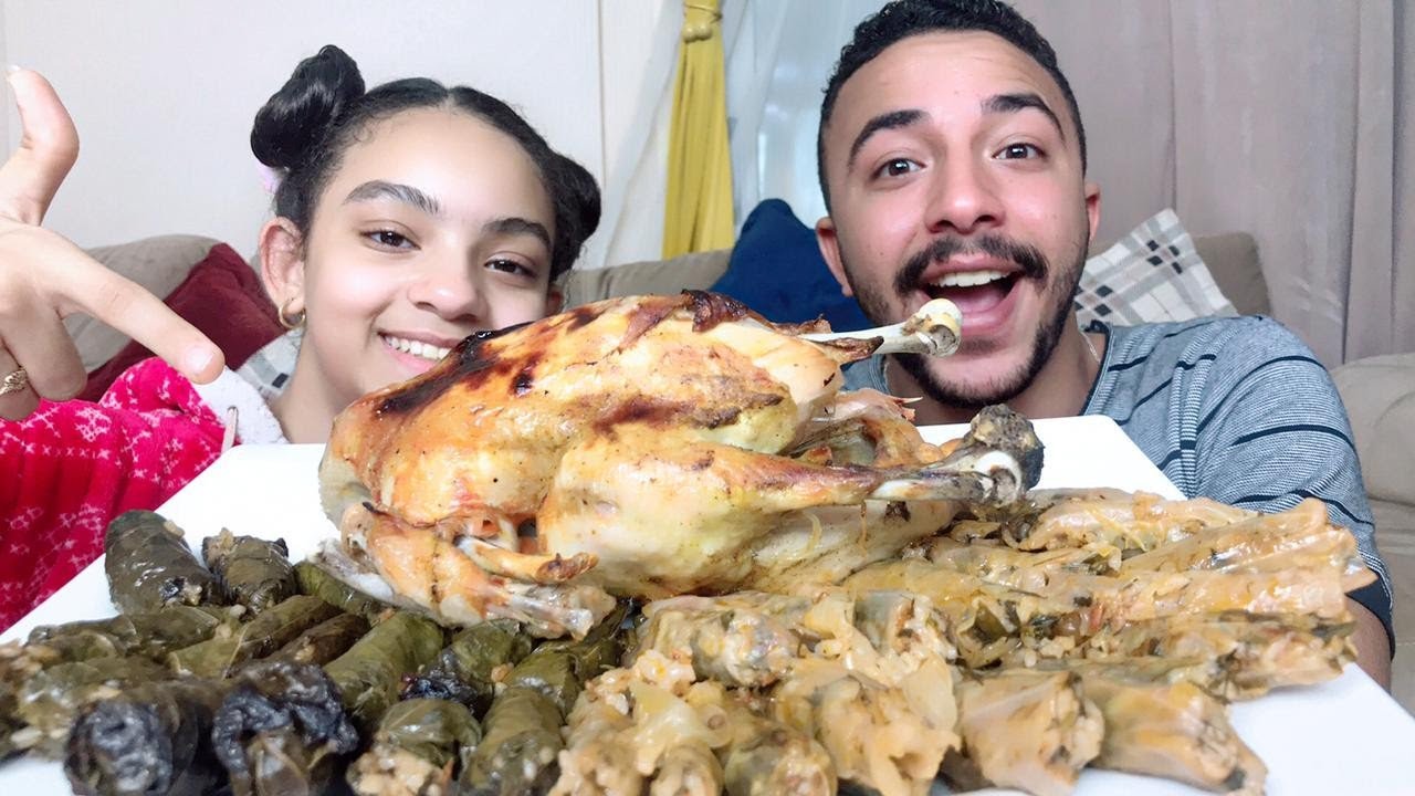 تحدى محشى الملفوف مع ورق العنب والدجاج المشوى مصطفى وضحى