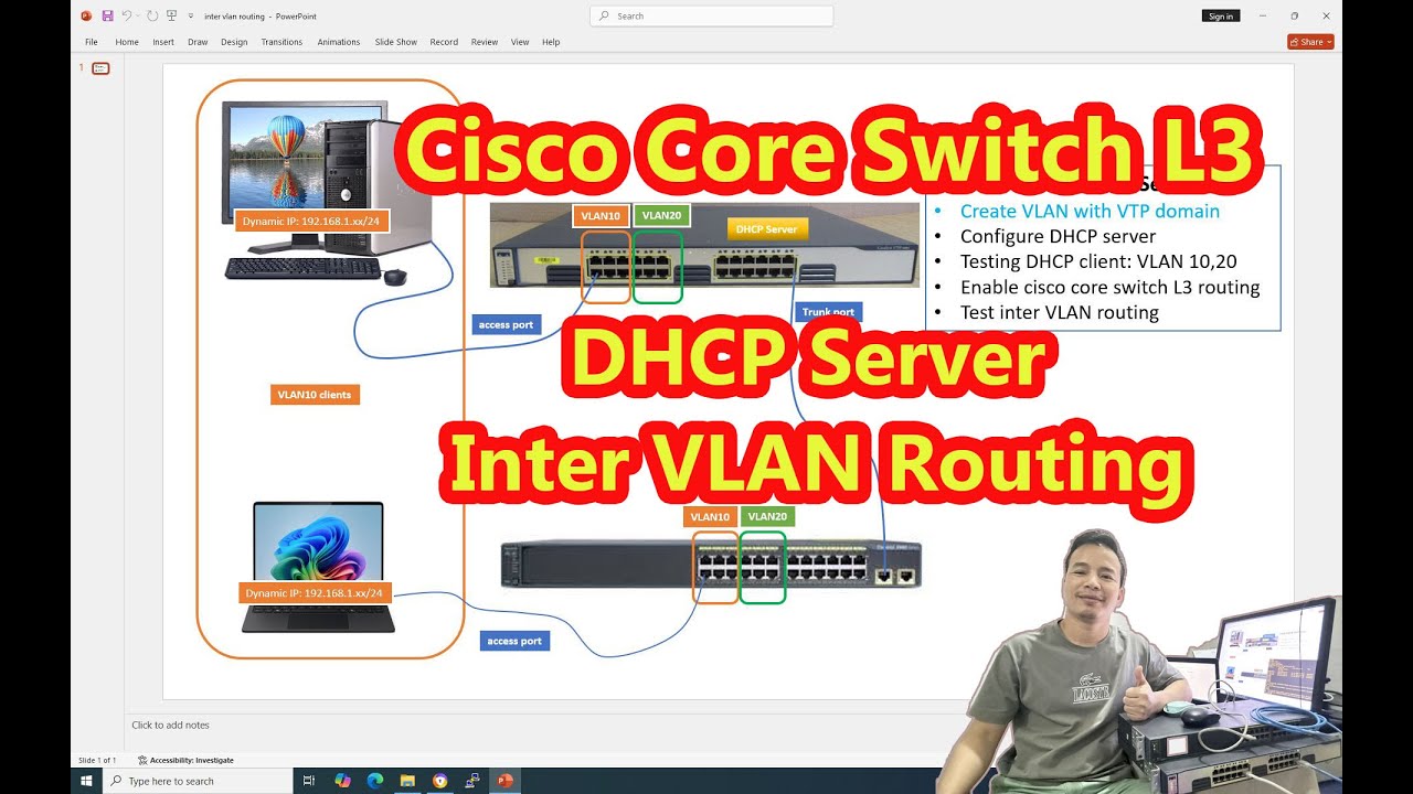 how to configure inter vlan routing and dhcp server on cisco switch layer 3