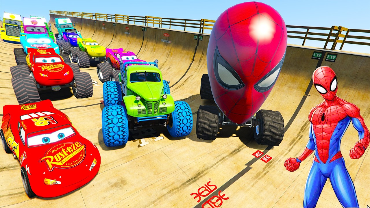 GTA V Superheroes Crazy Race Gameplay Challenge with Super Cars | GTA 5 Spiderman Car Stunt Race #27