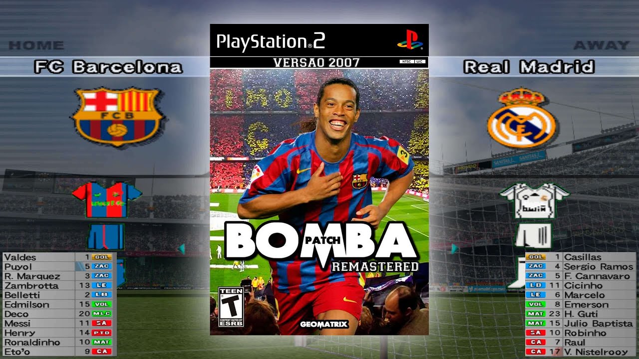 Jogo Barcelona x Real Madrid Bomba Patch 2007 PES PS2 #gameplay #winningeleven #elclasico #nostalgia