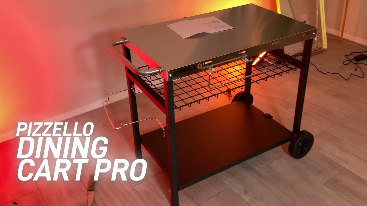 PIZZELLO Three Shelf Outdoor Pizza Grill Dining Cart Pro