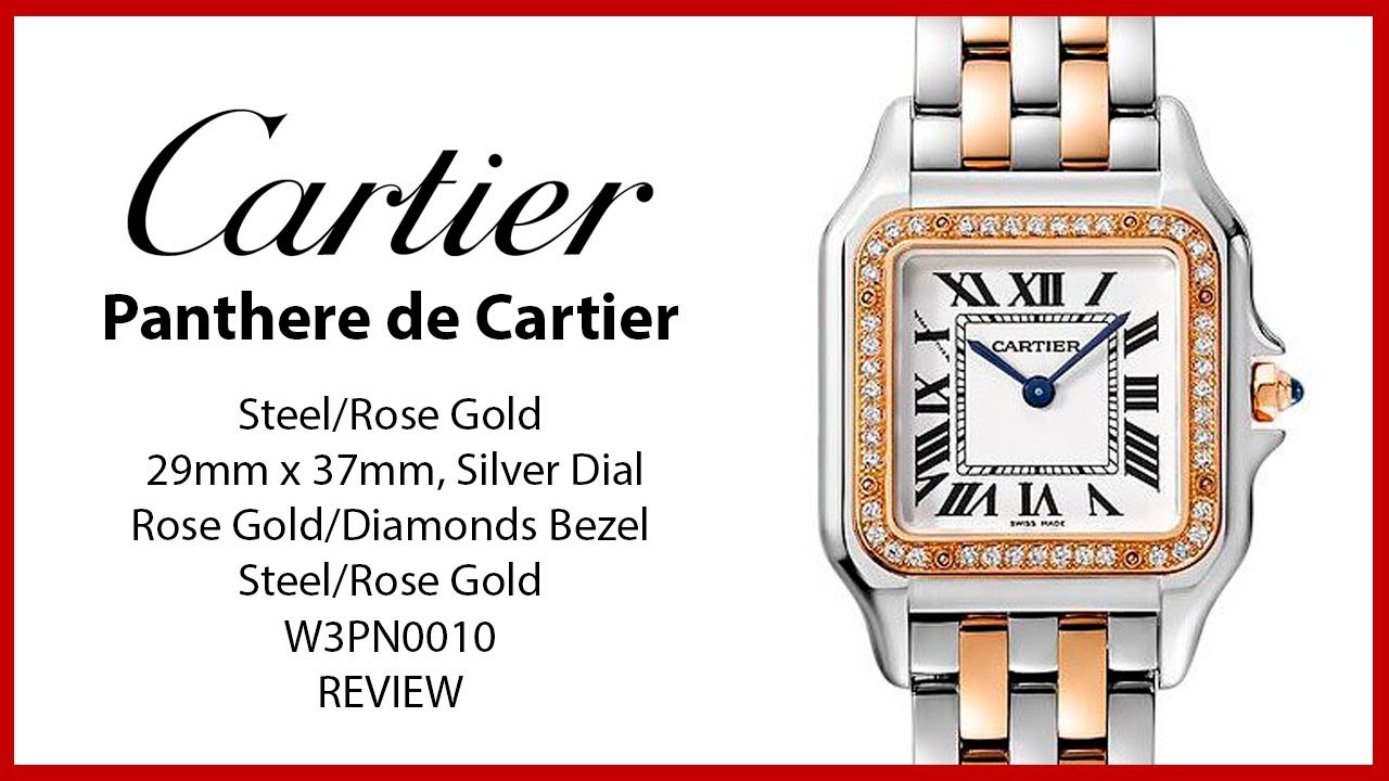 ▶ Обзор Cartier Panthere de Cartier Medium Quartz Steel/Rose Gold Diamonds Silver Dial W3PN0010