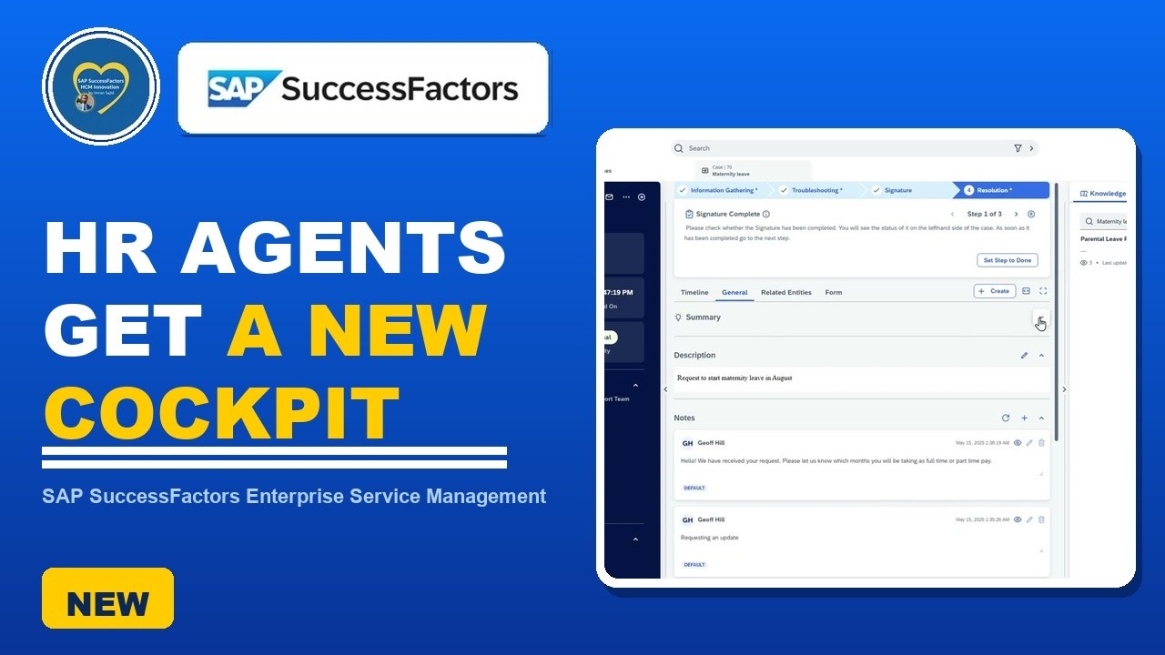 SAP SuccessFactors New Enterprise Service Management for HR Agents