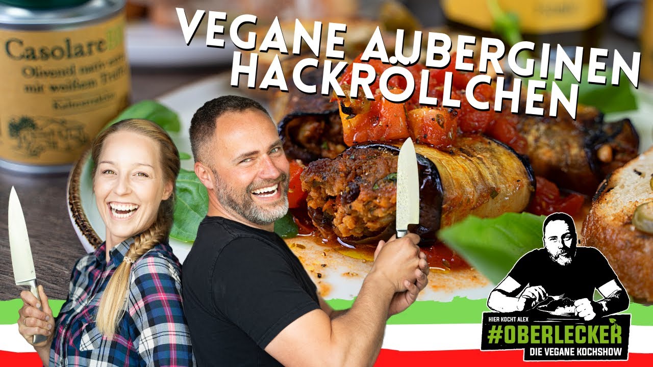 Vegane Auberginen - Hackröllchen mit Crostinis. Ein Stück Italien auf der Zunge...