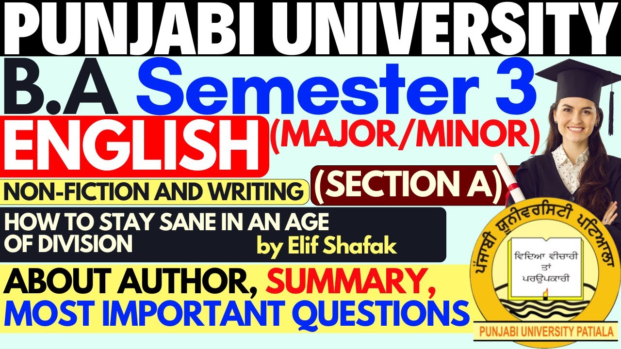 How to Stay Sane in an Age of Division | Elif Shafak | English Major Sem 3 |English Minor BA 3rd Sem