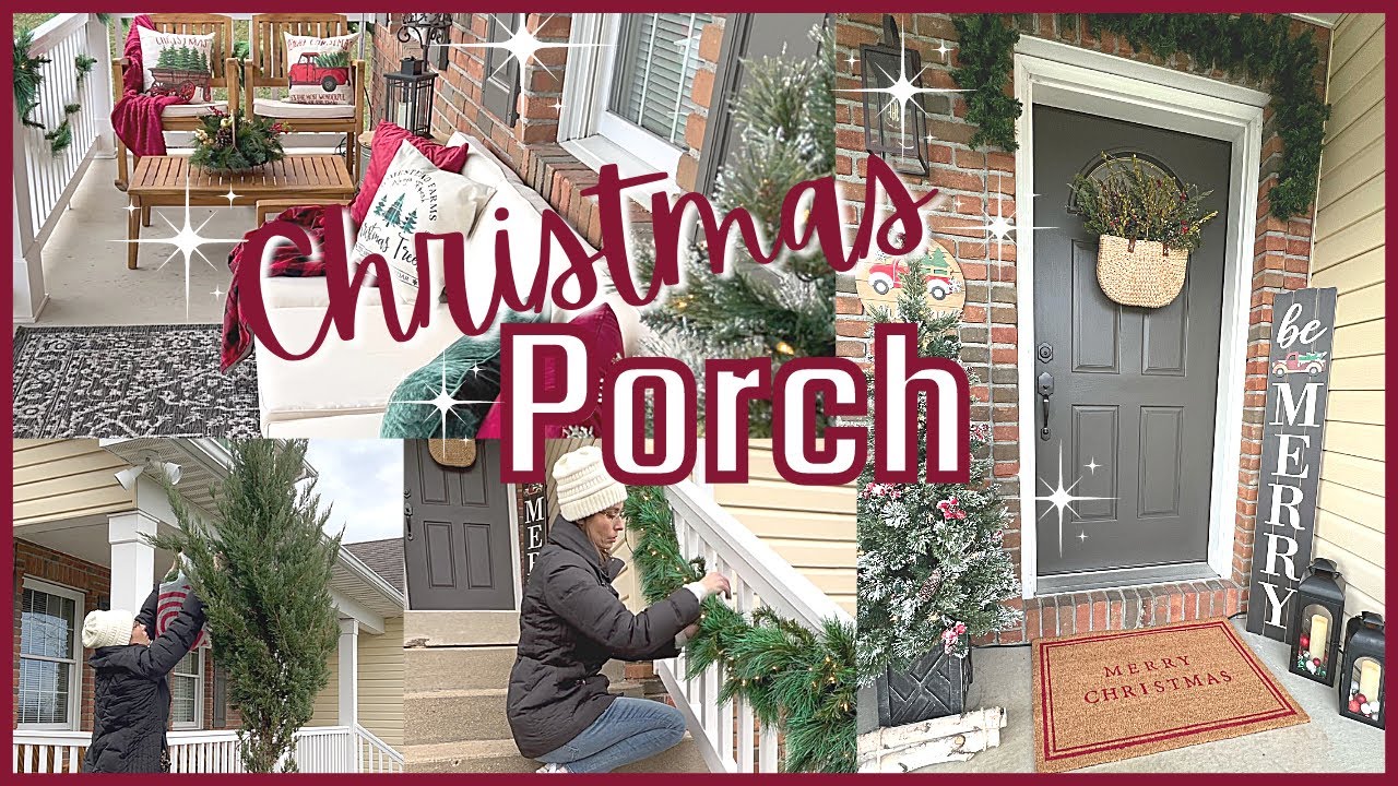 CHRISTMAS FRONT PORCH DECOR IDEAS 2021 | DECORATE WITH ME | OUTDOOR FARMHOUSE CHRISTMAS DECOR