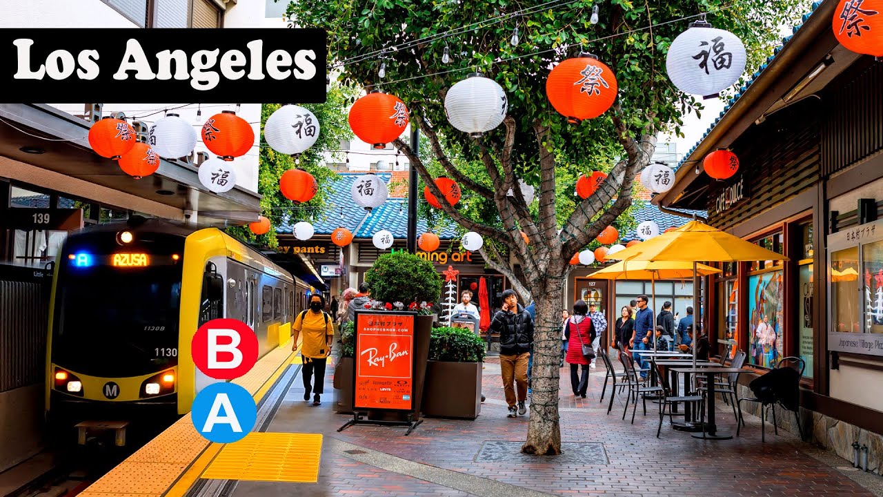 Exploring Little Tokyo in Downtown Los Angeles via the B and A line Metro Stations | 4K Walking Tour