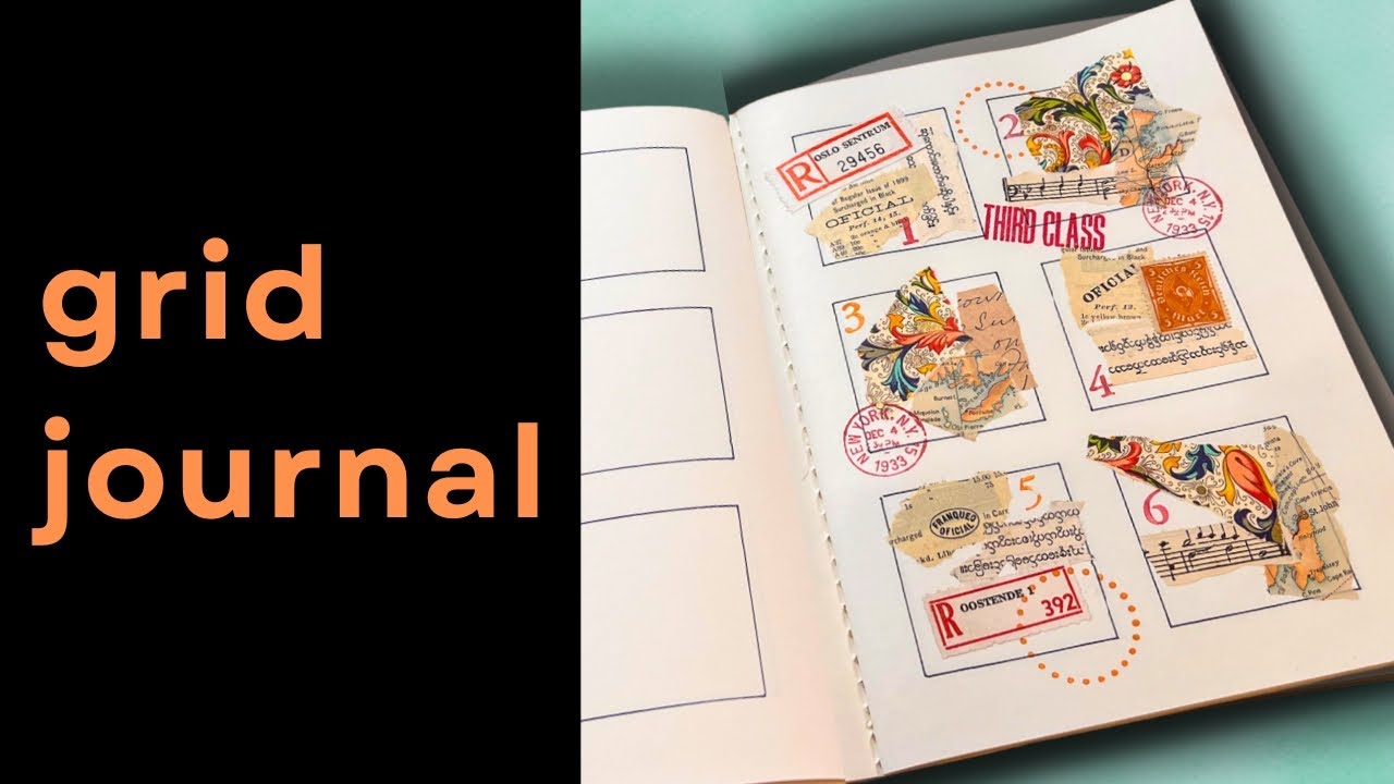 Grid journal ideas 🟥 Playing with paper scraps