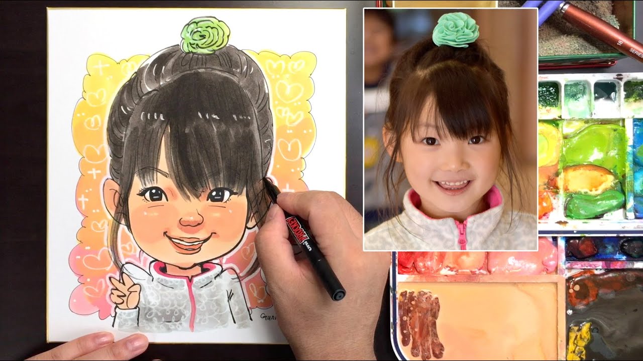 似顔絵の描き方講座！作家群馬くん/「女の子」編/通常速度