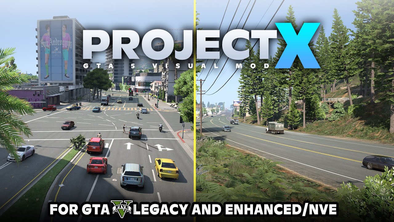 Project X - Vegetation and Road Mod For GTA 5 Enhanced and legacy | Mod Showcase