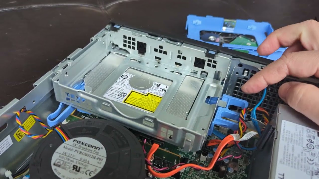 Looking inside a Dell Optiplex 3070 Desktop Computer.  Small Form Factor (SFF)