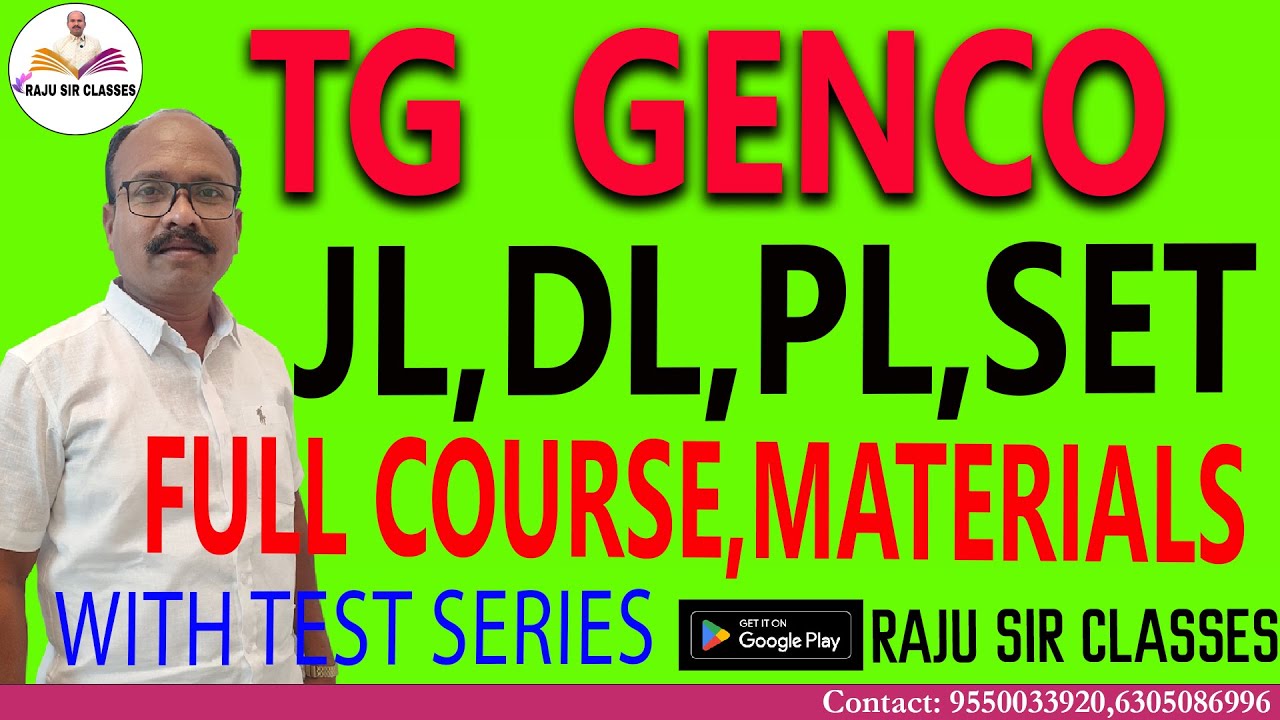 TG GENCO CHEMIST & AE || JL,DL,PL ,AND SET || CHEMISTRY AND PHYSICS CLASSES ||MATERIALS |TEST SERIES