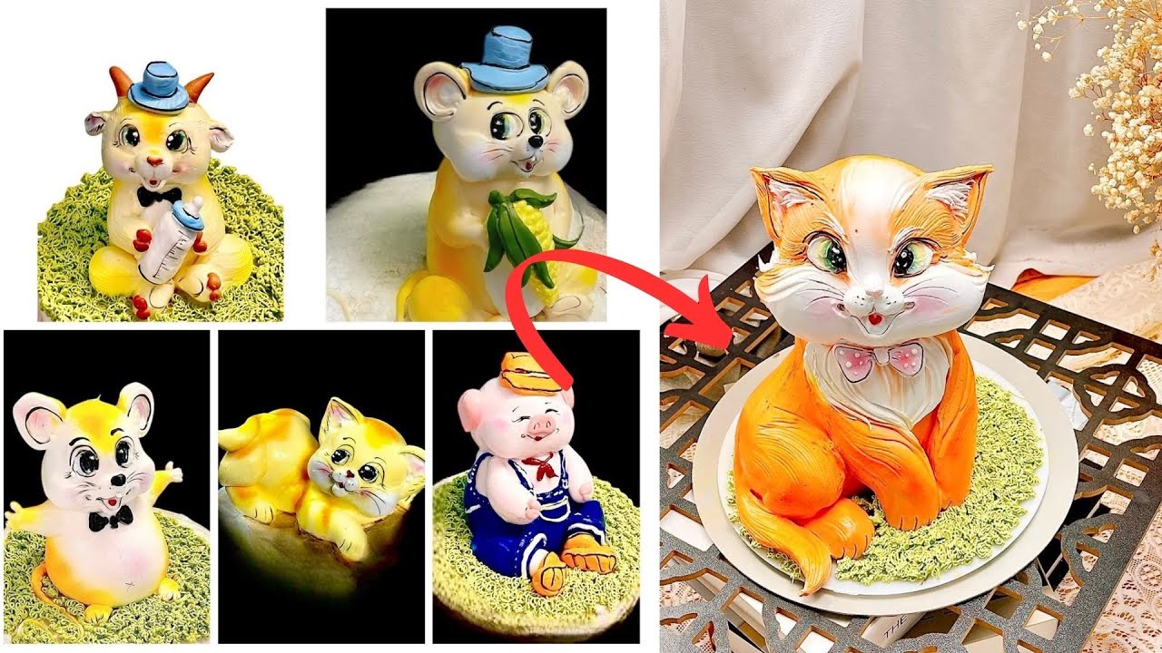 🌪️ Art Breakthrough: Transforming Whipped Cream Into “Lively” Monkeys & Pigs/Cake Decoration #97