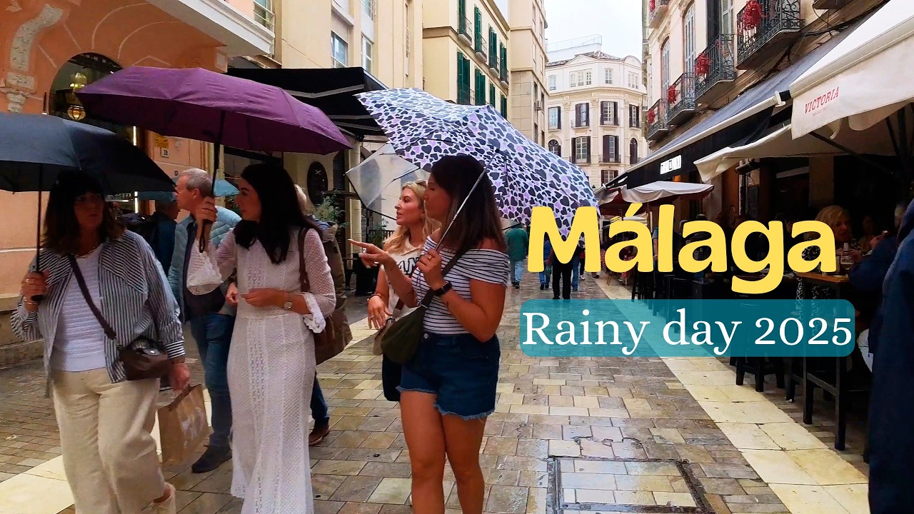 Malaga - Rainy day in city centre. 4K Walk tour. November 2025