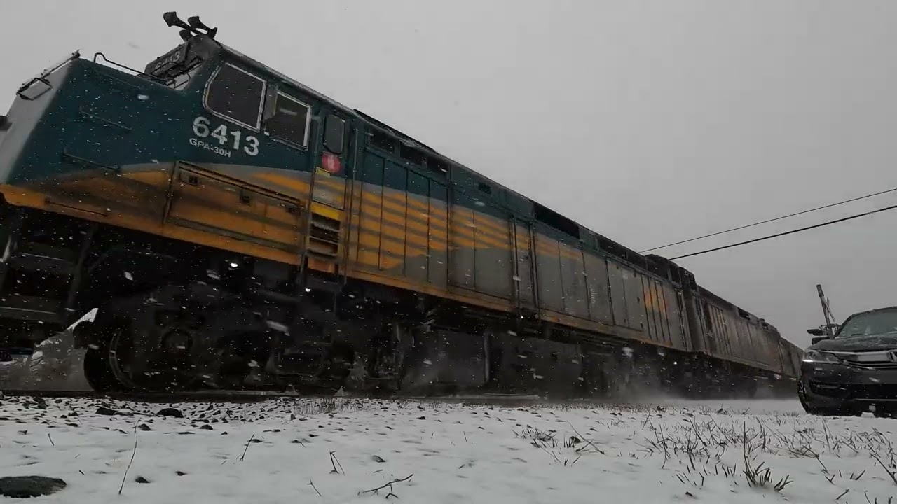Snowy VIA 14 at Sackville, NB - Mar 2025