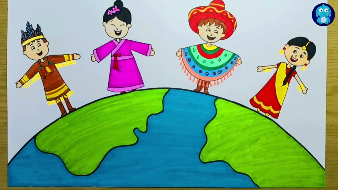 23 NİSAN İLE İLGİLİ DÜNYA ÇOCUKLARI ÇİZİMİ - ULUSAL EGEMENLİK VE ÇOCUK BAYRAMI