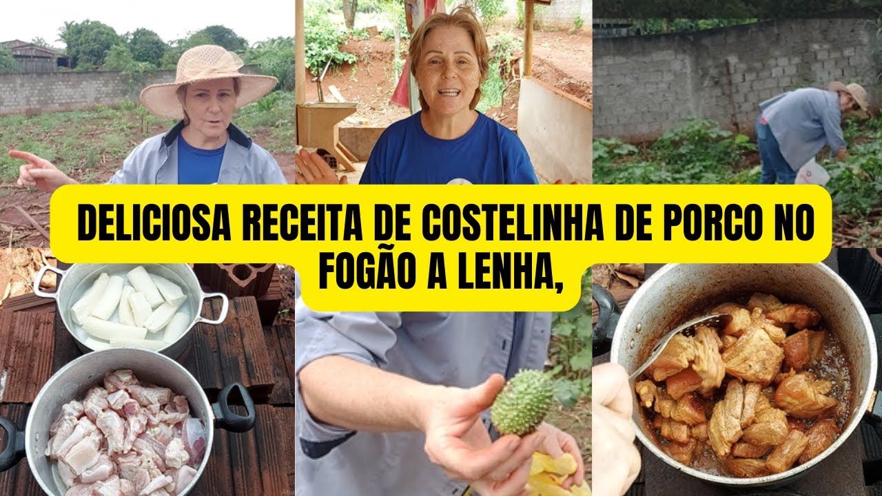 ROTINA NA CHÁCARA E UMA DELICIOSA RECEITA DE COSTELINHA DE PORCO NO FOGÃO A LENHA /Receitas tia mara