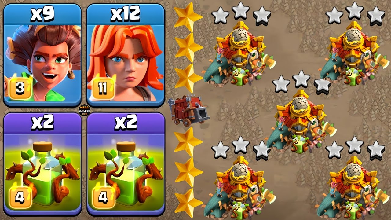 TH16 NEW ATTACK STRATEGY! Root Rider With Overgrowth Spell : CLASH OF CLANS #12