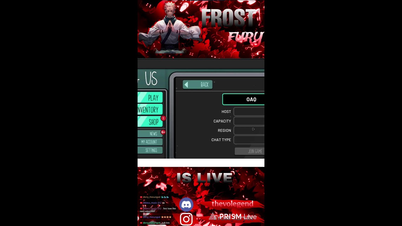 Live streaming of @frostfury