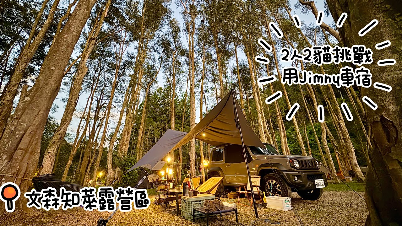 #66 挑戰2人2貓用Jimny車宿｜開箱象牌床墊｜新竹文森知萊露營區｜差點要送醫急救