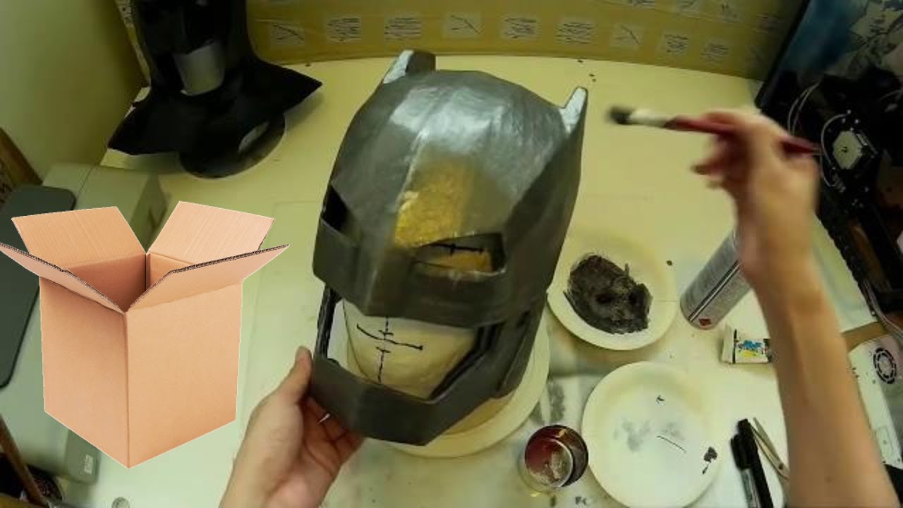 How to make Armored Batman Helmet Part 2 - Papermache & Paint // DIY Costume