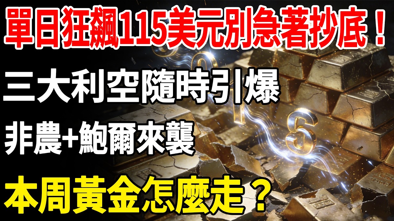 單日狂飆115美元別急著抄底！中東還要打4周！三大利空隨時引爆，非農+鮑爾來襲，本周黃金怎麼走？#黃金#黃金價格#中東#非農#鮑爾#現貨價格#投資#美元#金融#理財#晚年生活