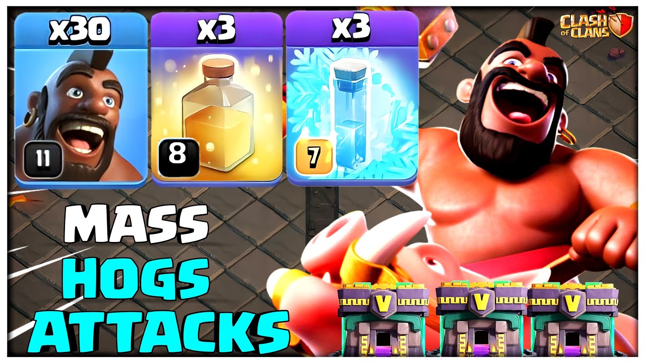 Th14 Mass Hogs Attack Strategy | Best TH14 Attack Strategy - Clash of Clans