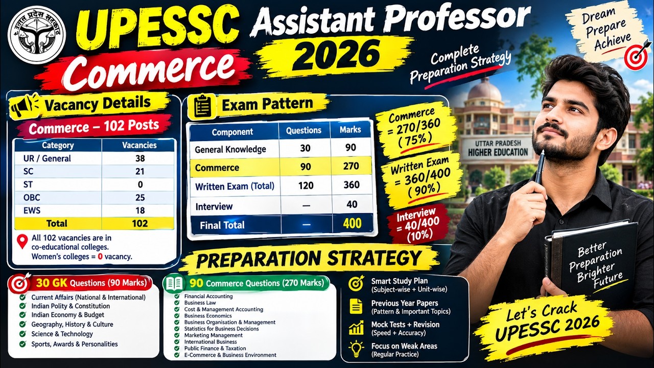 UPESSC Assistant Professor 2026 Commerce 🔥 Complete Preparation Strategy | 102 Vacancies