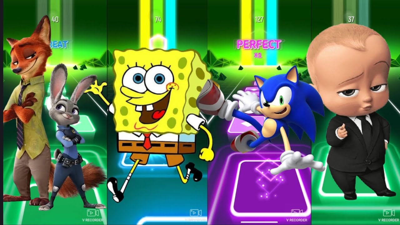 What happens when legendary cartoon characters take on an impossible Tiles Hop challenge? 😱