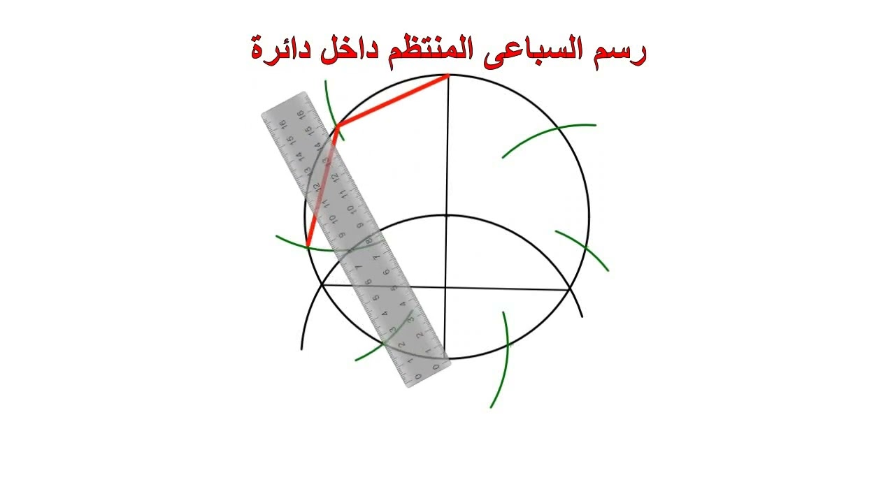 رسم المضلع السباعى المنتظم داخل دائرة