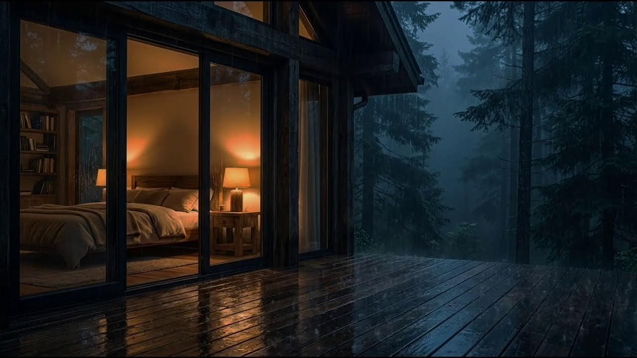 Rain Sound in Forest ⛈️ Heavy Rain on Window for Fall Asleep Quickly | Soothing Rainy Day Vibes nigh