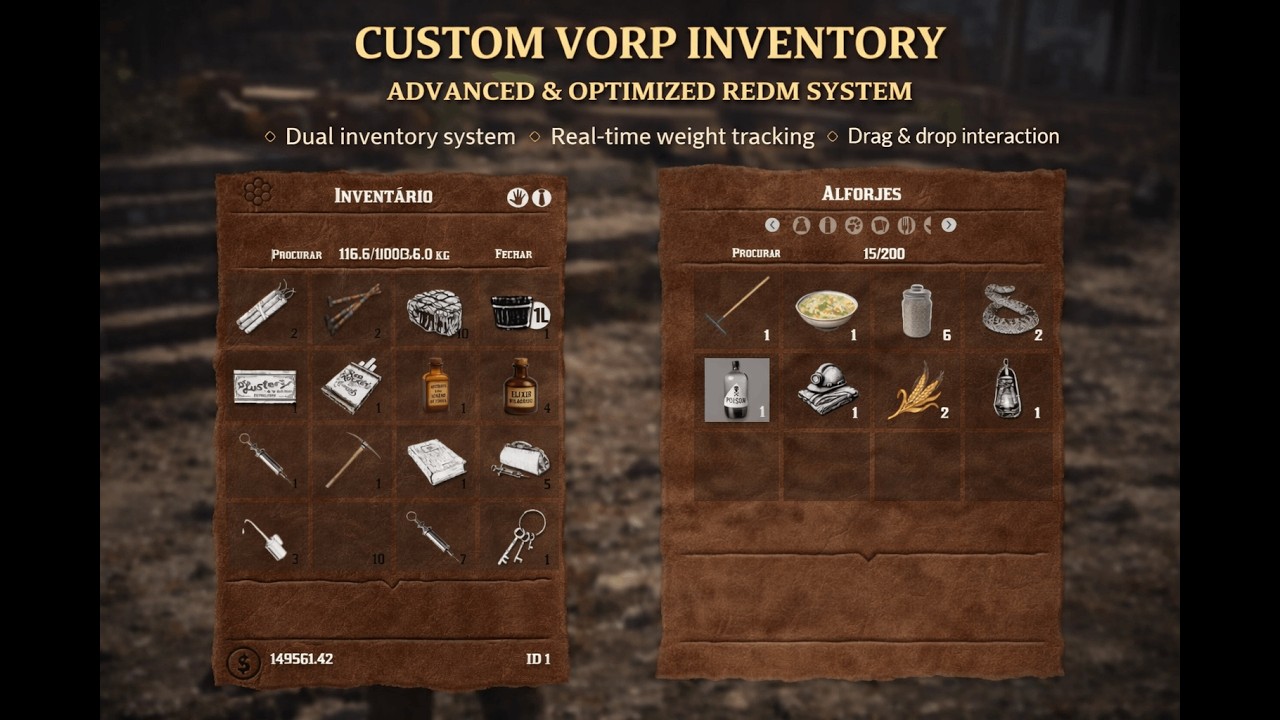Custom VORP Inventory – Advanced & Optimized RedM System 🎒