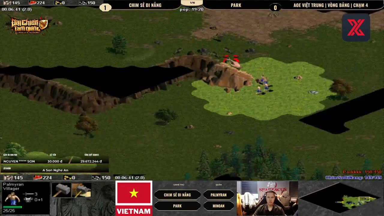 Chim Sẻ Đi Nắng vs Park | V&ograve;ng Bảng | Solo Random | Giải Việt Trung 2024 #aoe #chimsedinang