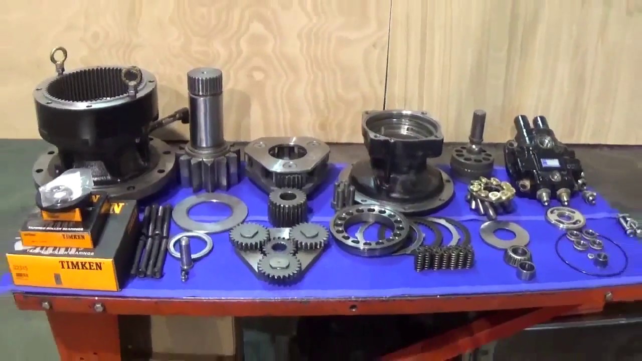 JS130 Swing Reduction box strip clean and rebuild process