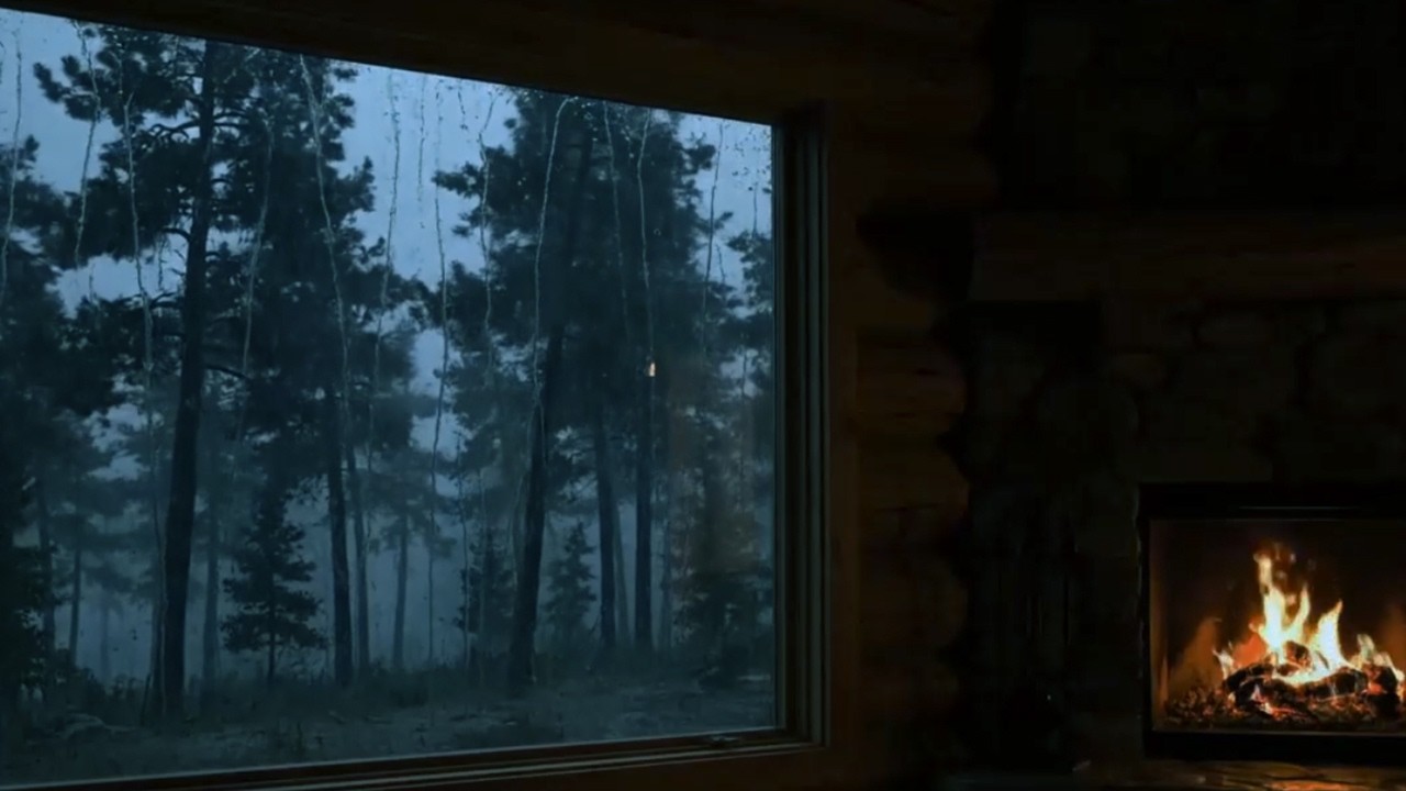 Cozy Rain & Distant Thunder Sound on Cabin For Relaxation