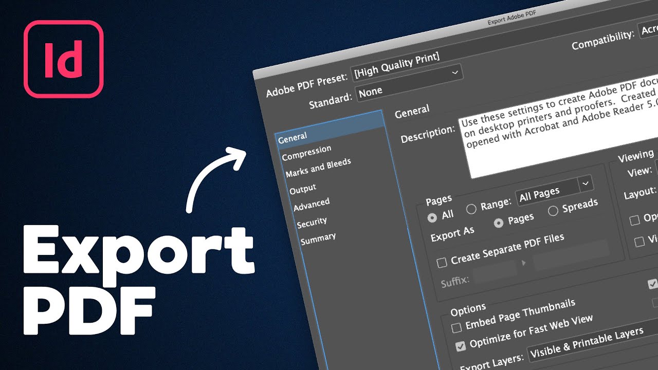 Как сохранить InDesign в формате PDF