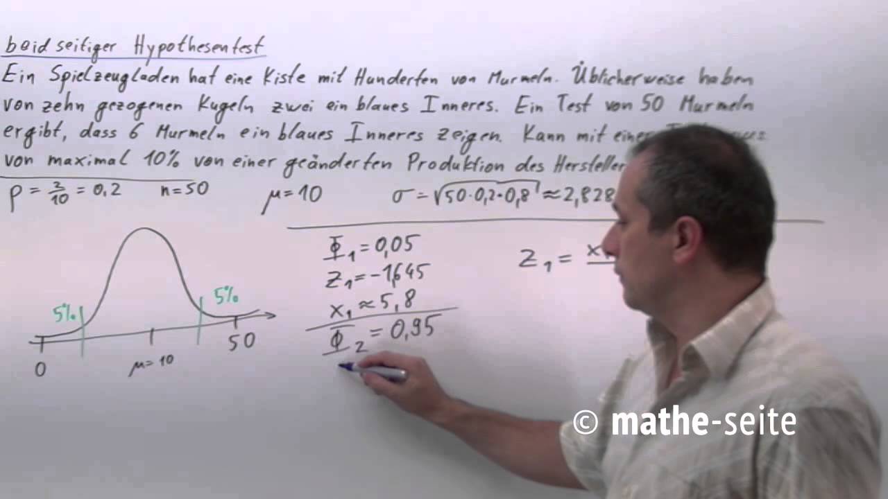 Beidseitiger Hypothesentest über Normalverteilung berechnen, Beispiel 5 | W.20.07