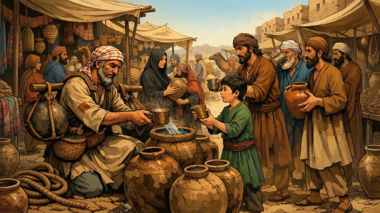 حكاية الرجل الذي كان يبيع الماء في السوق… حتى اشترى شيئًا صغيرًا غيّر حياته للأبد!