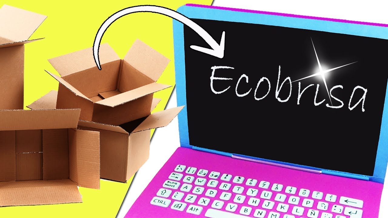 Juguetes reciclados - Laptop o computador con cart&oacute;n (Reciclaje) Ecobrisa