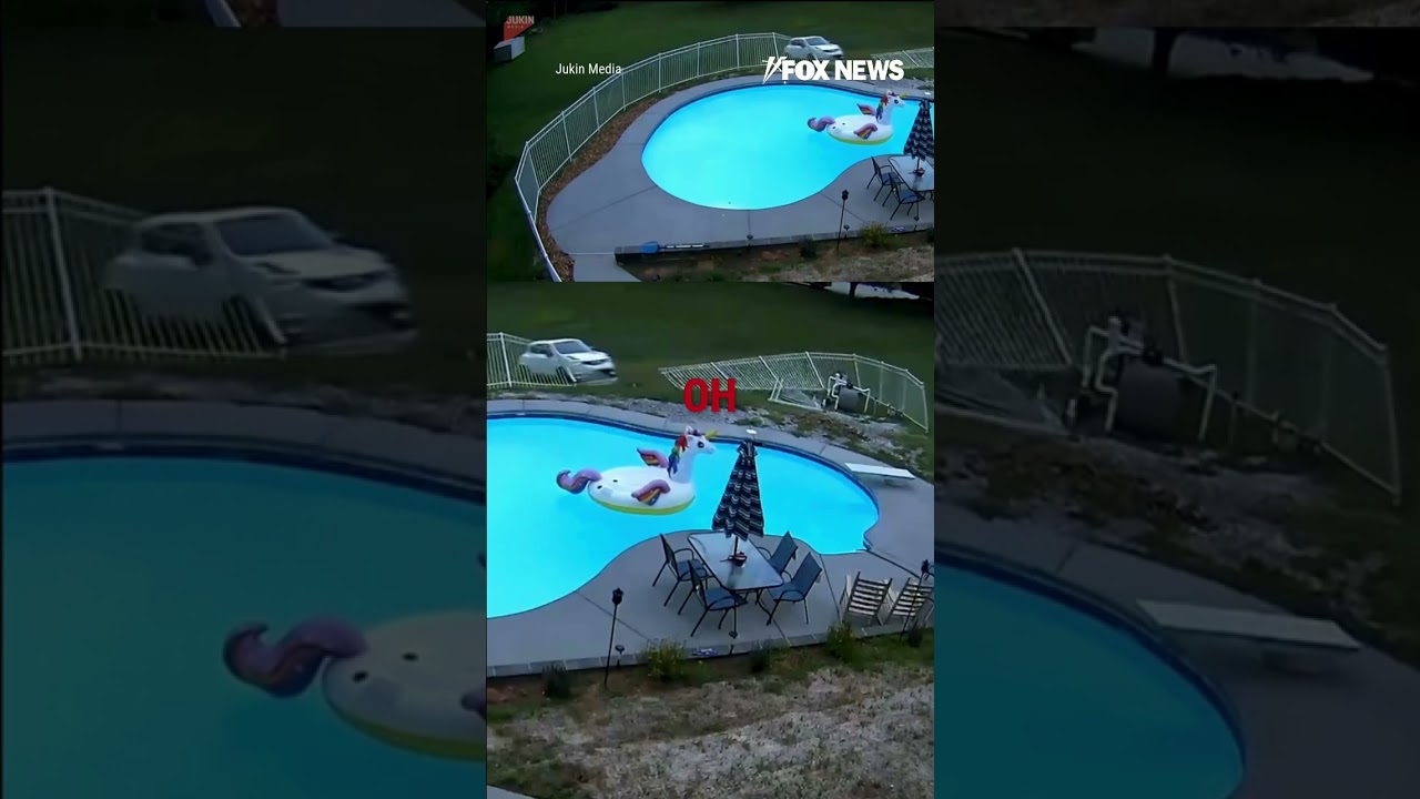 'OH MY GOD': Woman frantically chases after a car as it rolls away backward #car #shorts #pool #omg