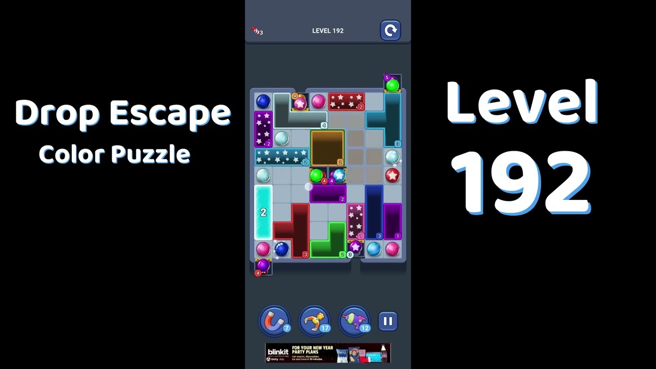 Drop Escape Level 192 Walkthrough 🟡🧩 | Color Puzzle Game Guide | Go Answer
