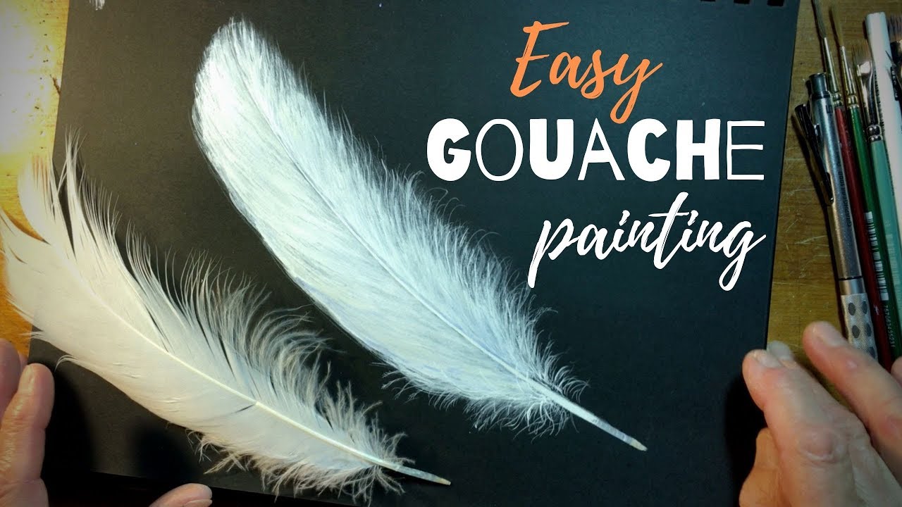 Easy Feather Gouache Painting Demonstration Time Lapse Speedpaint