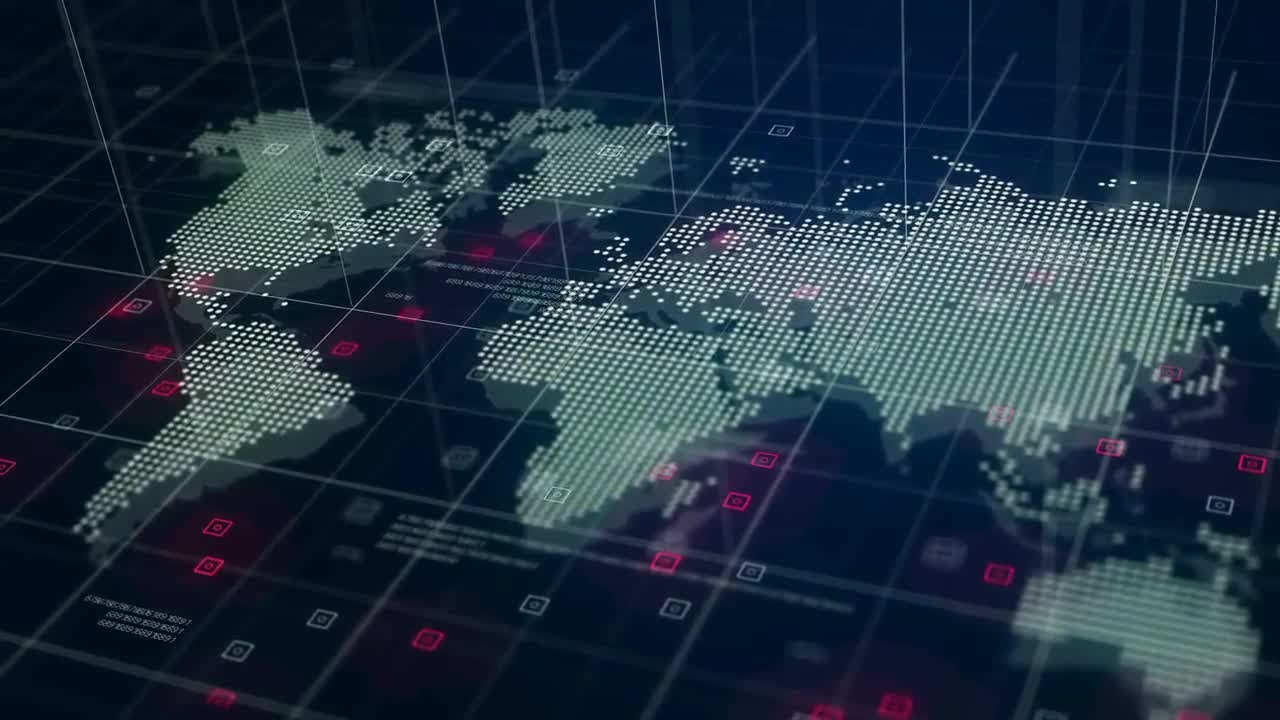 Digital World Map Hologram Motion Graphics