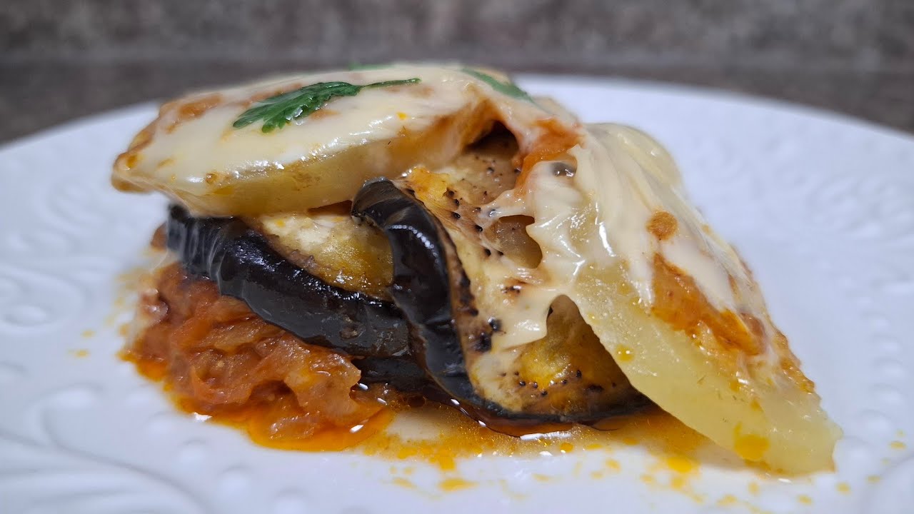 Layered Potato & Eggplant With Cheese & Red sauce | Ammi's Cookbook 