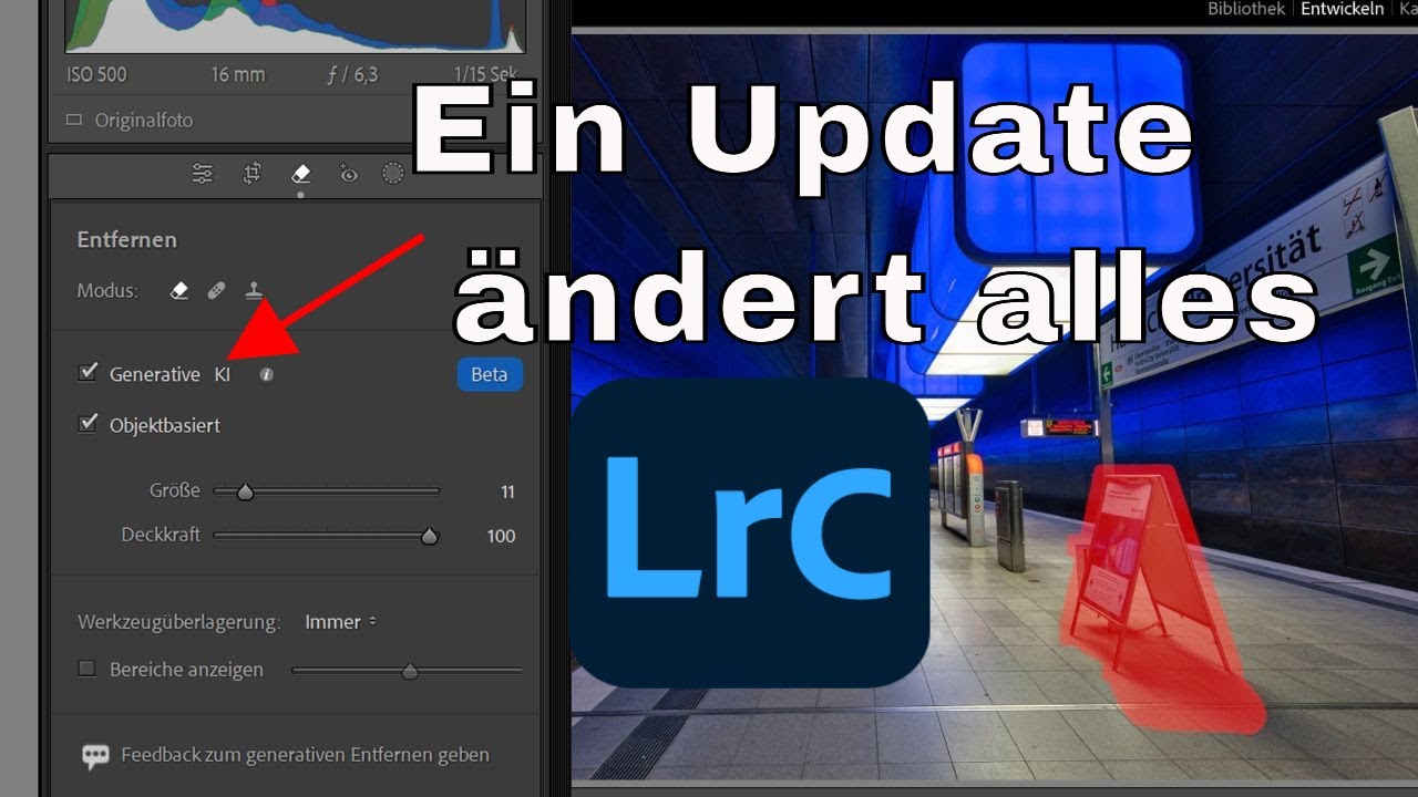 Lightroom - kleines Update mit großer Wirkung: Radierer mit KI / generatives Entfernen