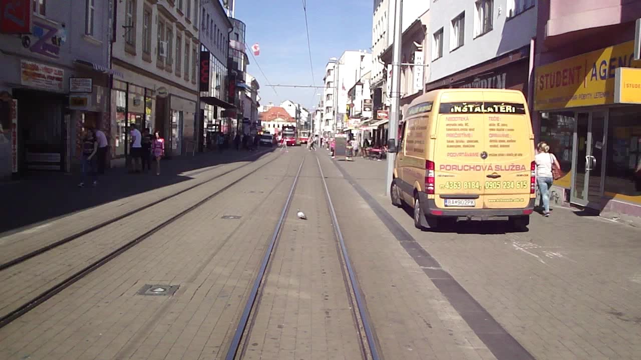 Tram line [1] - tram ForCity, cabview, Bratislava, Slovakia