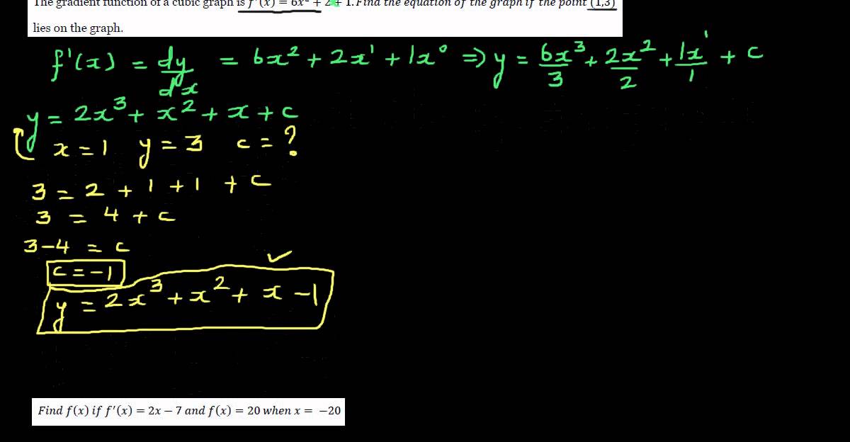 Finding the original function when the derivative and a point on the curve is given