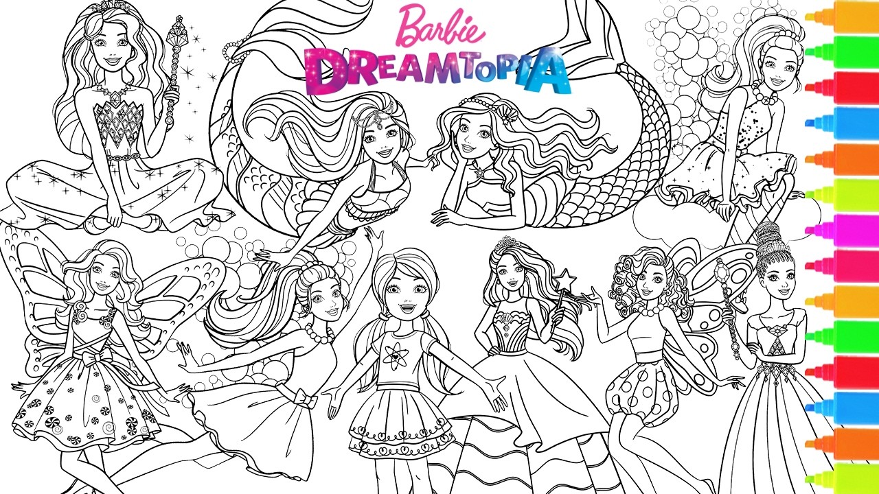 Barbie Dreamtopia Coloring Book Pages 🌈 Barbie Princess 🧜‍♀️ Mermaids 🧚 Fairy | HAPPILY SNOWBALL