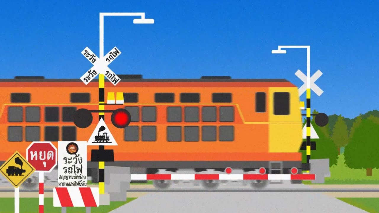 Thailand Railroad Crossing animaion  ข้ามทางรถไฟ  Complication タイの踏切アニメ総集編