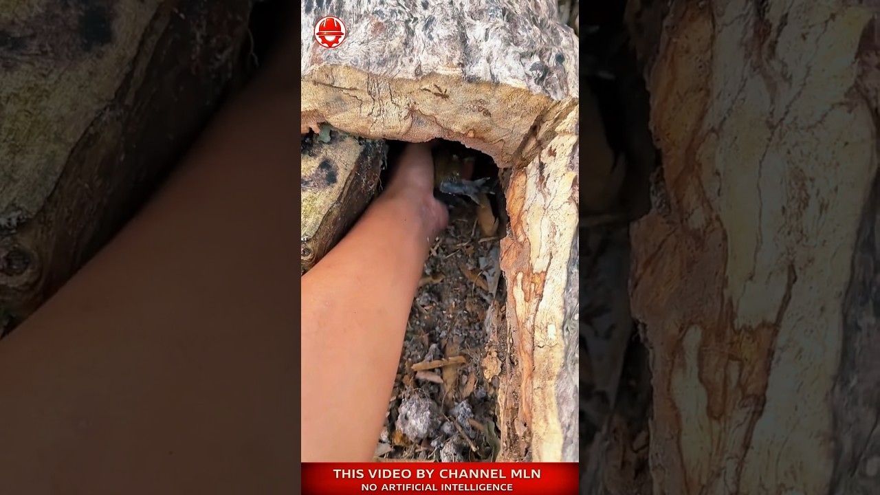 UNEXPECTED RESCUE a hand pulls an animal from a hollow tree 🐾🌳 #shorts #crafts #skills #rescue